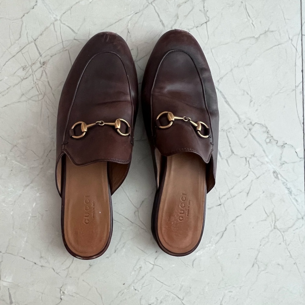 Gucci Princetown Dark Brown Leather Mules